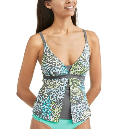 Shirred Tankini Top - Women's Sporty Swim Flyaway Tankini Top With Adjustable Straps