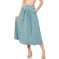 thumbnail image 1 of Niobe Clothing Womens Mid Calf Pleated Midi Swing Skirt High Waist A-Line, 1 of 6