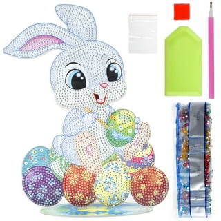 Holiday Ornaments Easter Diy 5d Diamond Art Painting Kits, Easter Rabbit  Eggs Tabletop Decoration With Led String Light, Cute Diamond Paintings  Orname
