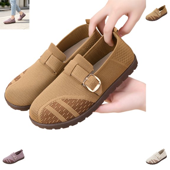 YOUYEDIAN Loafers for Women Fashion Belt Design Breathable Comfy Versatile Soft Flats Casual Slip On Platform Walking Shoes