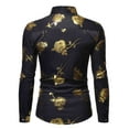 thumbnail image 1 of Pompotops Chemise de Soirée Homme Boîte de Nuit Dorée Imprimée 3D Rose Ajustée en Solde, 1 of 3