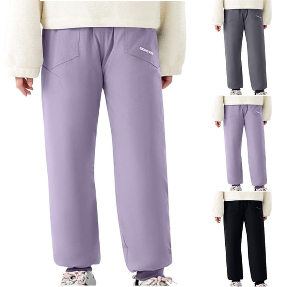BXSRUTA Boys Girls Thermal Snow Pants Fleece Lined Water Resistant Outdoor Winter Pants Stretchy Casual Bottom for Kids Ages 5-15