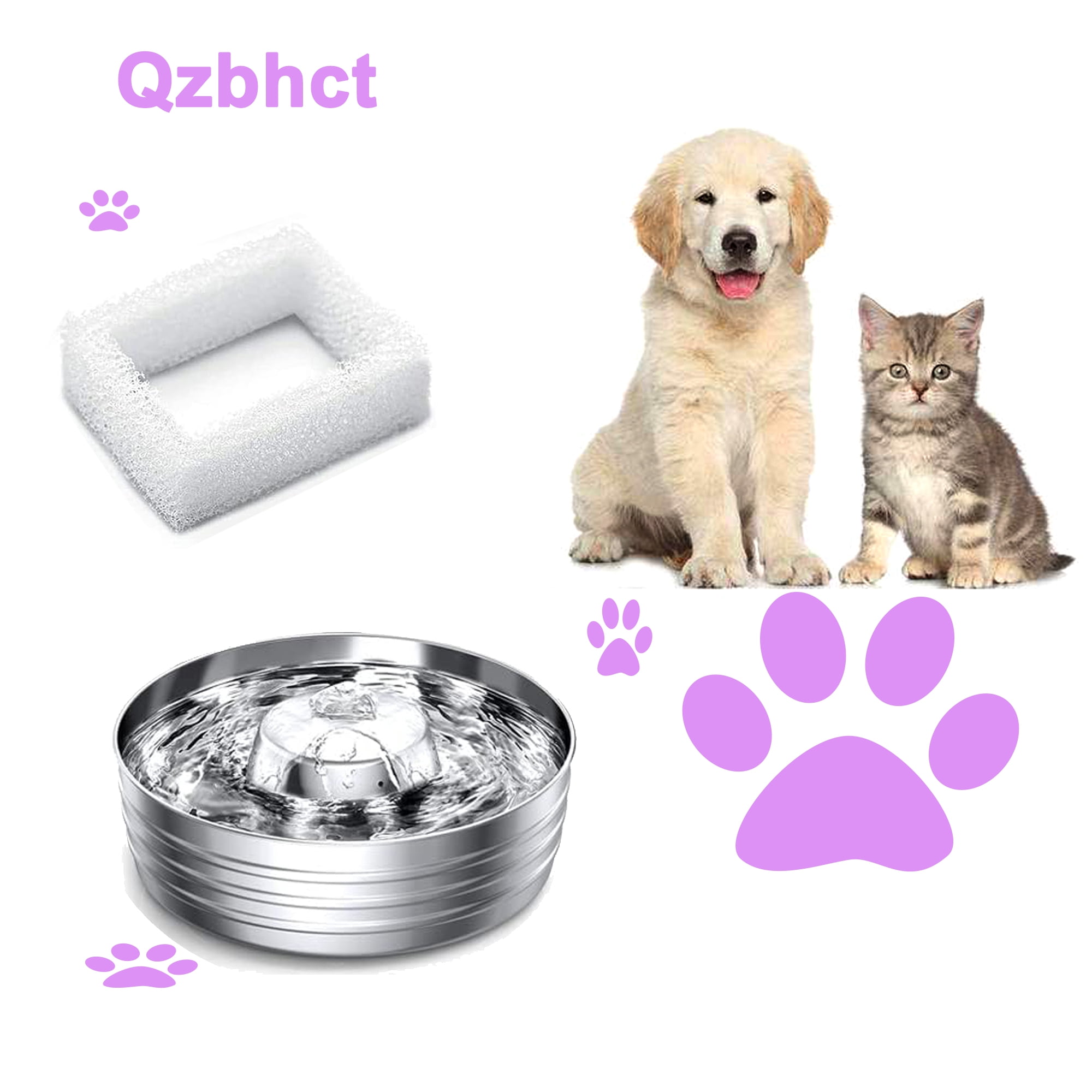 Qzbhct 28 Pack Foam Filter Sponge for Cup Cake Ceramic Pet Fountain 67oz / 2L Round Stainless Steel Cat Water Fountain DR-DC-160 Water Pump Pre-Filter