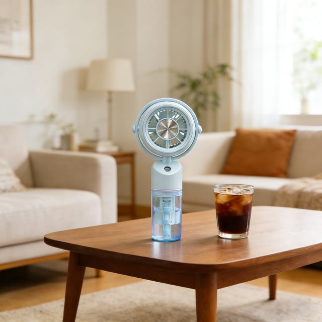 Ventilador nebulizador portátil 2 en 1 con ángulo ajustable, enfriador personal recargable para viajes, oficina y uso al aire libre, azul, verde, blanco