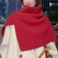 thumbnail image 2 of Binhe Women's Solid Color Slit High Collar Shawl Knitted Scarf Warm Pullover Woolen Scarf with Sweater Tops Scarf Shawl Wrap Scarf, 2 of 5