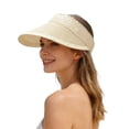 thumbnail image 3 of jiaxiM Women'S Sun Hats Summer Travel Vacation Foldable Wide Brim Straw Clip on Stretch Beach Hat Outdoor UV Protection Cap, 3 of 6