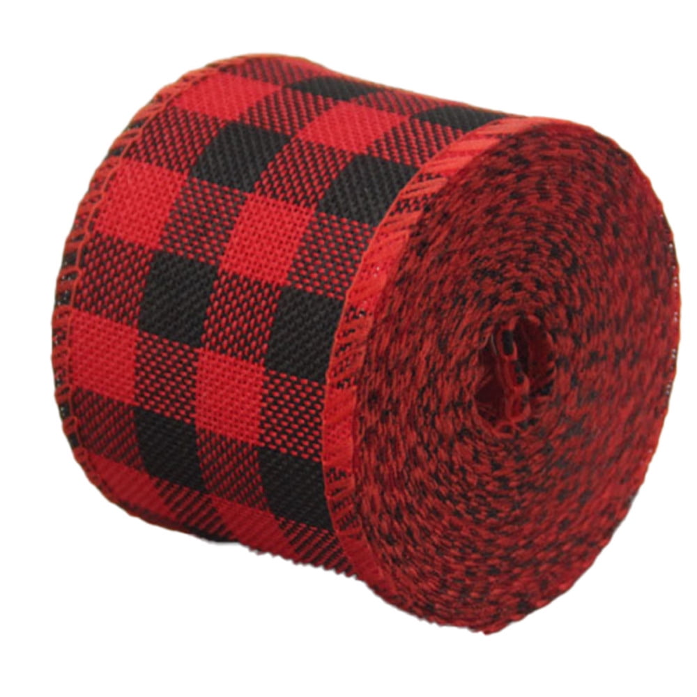 Checkered Wired Edge Ribbons 6m British Style Buffalo Plaid Gingham Roll DIY Sewing Wrapping
