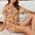 thumbnail image 4 of Rateoe Squirrel And Mushroom Pattern Women's Short-Sleeved Pajama Set - 2 Piece Soft and Lightweight Sleepwear Set-4X-Large, 4 of 7