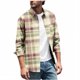 thumbnail image 2 of Blusa y camisa de manga larga con cuello vuelto para hombre, informal, a la moda, con botones, estampado a cuadros, blusa elástica de manga larga con cuello vuelto, blusa de poliéster para hombre, 2 of 5