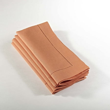6100C 24/7 Everyday Collection Persimmon Hemstitched Dinner Napkin, 20" Square-Set of 4 pcs, 12 Pieces