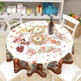 thumbnail image 7 of Merry Christmas Tablecloth Round 60 Inch,Traditional Xmas Gingerbread Man Cookie Reusable Washable Circular Table Cover for Holiday Home Kitchen Party Wedding Picnic, 7 of 7