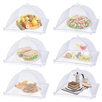 Januofit Large Food Cover,6 Pack Mesh Food Tent,17"x17",White Nylon Covers,Pop-Up Umbrella Screen Tents,Patio Net for Outdoor Camping, Picnics, Parties,BBQ,Collapsible and Reusable