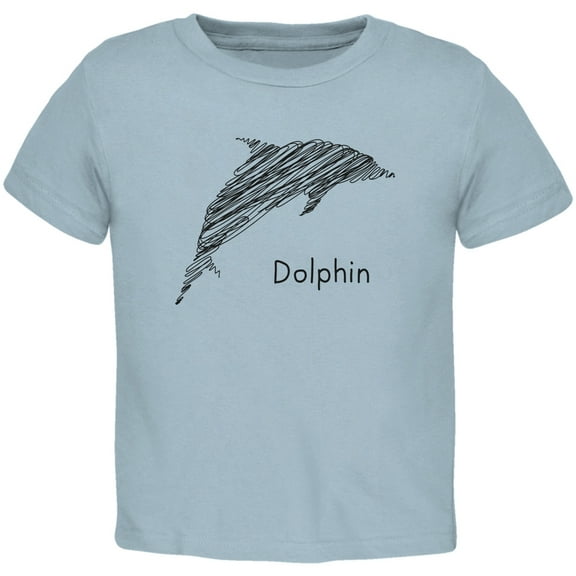 Dolphin Scribble Drawing Light Blue Toddler T-Shirt - 3T
