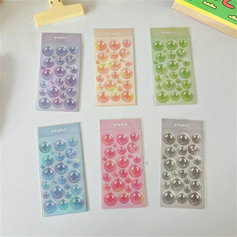 4 Sheets Scrapbooking Stickers Colorful Bubble Pattern Craft Stickers  Self-Adhesive Journal Letter Deco Stickers For Journaling