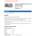 thumbnail image 2 of Fuel Tank - Compatible with 1967 - 1968 Chevy Camaro, 2 of 2