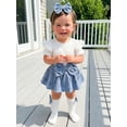 thumbnail image 5 of Loicainy Newborn Baby Girls Summer Romper Dress 3 6 9 12 Months Short Sleeve Skirt Jumpsuit + Long Socks + Headband Set Clothes, 5 of 9