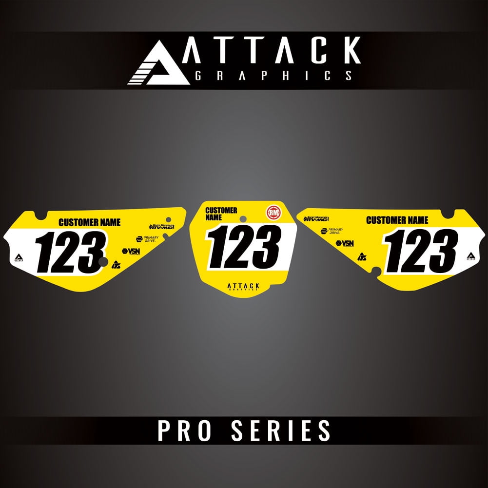 Attack Graphics Pro Series Number Plate Backgrounds for Suzuki RM85 2019