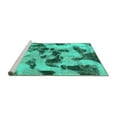 thumbnail image 2 of Ahgly Company Machine Washable Indoor Square Abstract Turquoise Blue Modern Area Rugs, 3' Square, 2 of 4