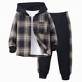 thumbnail image 2 of xaweyi Kids Boys Hooded Plaid Shirt Jacket and Sweatpants 2 Piece Matching Outfit Casual School Wear,Sizes 4 Years, 2 of 10