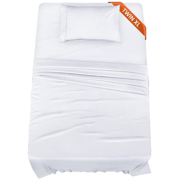 Juego de sábanas Utopia Bedding Twin XL de microfibra cepillada, color blanco