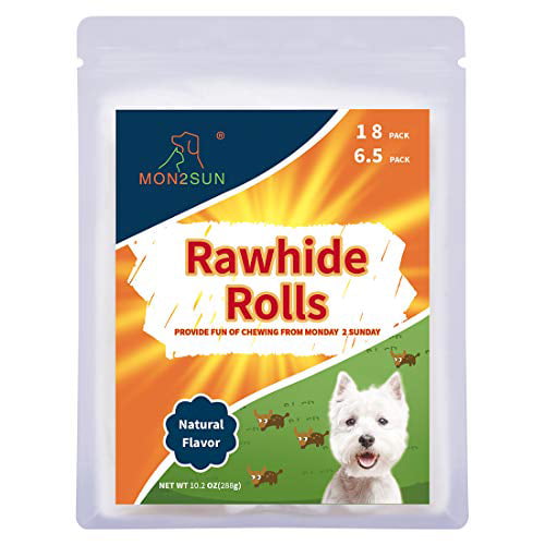 MON2SUN Dog Rawhide Twist Sticks 5 Inch for Puppy and Small Dogs 