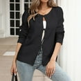 thumbnail image 3 of Womens Sweaters Cardigan Dressy New Women's Cropped Cardigans Tie Front Casual Lightweight Long Sleeve Crochet Knitted Sweater Soft Fall Outfits Black XL, 3 of 7