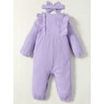 thumbnail image 3 of Toddler Baby Girls Clothes Baby Girls One-piece Romper Bodysuit 12-18 Months Baby Girls Long Sleeve Round Neckline Cute Bowknot Romper Jumpsuit Headband Set Purple, 3 of 9