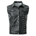 thumbnail image 2 of Mens Rivet Faux Leather PU Vest Punk Party Studded Slim Fit Male Sleeveless Waistcoat for Men Black, 2 of 8