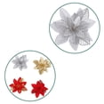 thumbnail image 7 of Tnobhg 12Pcs Glitter Christmas Flowers DIY Ornaments Hollow Plastic Florals for Xmas Tree Decorations Party, 7 of 7