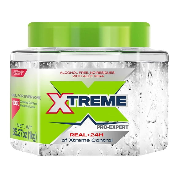 Xtreme Pro-Expert Clear Styling Hair Gel, Alcohol-Free 24-Hours Control With Aloe Vera, 35.27 oz Jar (Pack of 6)