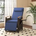 thumbnail image 3 of Costway 1 PCS Patio Wicker Recliner Chair with Adjustable Backrest Footrest Flip Side Table Navy, 3 of 9