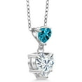 thumbnail image 4 of Gem Stone King 925 Sterling Silver London Blue Topaz Pendant with Chain Set with Moissanite (2.35 Cttw), 4 of 5