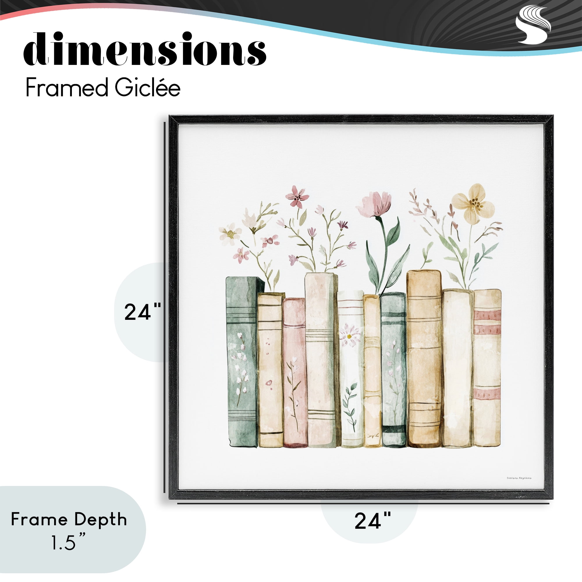 Stupell Industries Floral Stories Library Black Framed Giclee Art, design by Svetlana Aleynikova