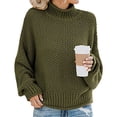 thumbnail image 1 of Powerdelux Women's Turtleneck Sweater Oversized Long Batwing Sleeve Chunky Knit Pullover Tops, 1 of 4