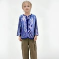 thumbnail image 3 of Toddler Boys Shirts & Tops Shiny Sequin Solid Color Long Sleeve Lightweight Club Party Cardigan T Shirts Sportwear,Blue,6-7 Years, 3 of 4