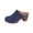 Blue, variant on Brown Womens Slip On Clog Mules Block Heel Round Toe Faux Leather Upper Cushioned Footbed Casual Office Wear Size 6