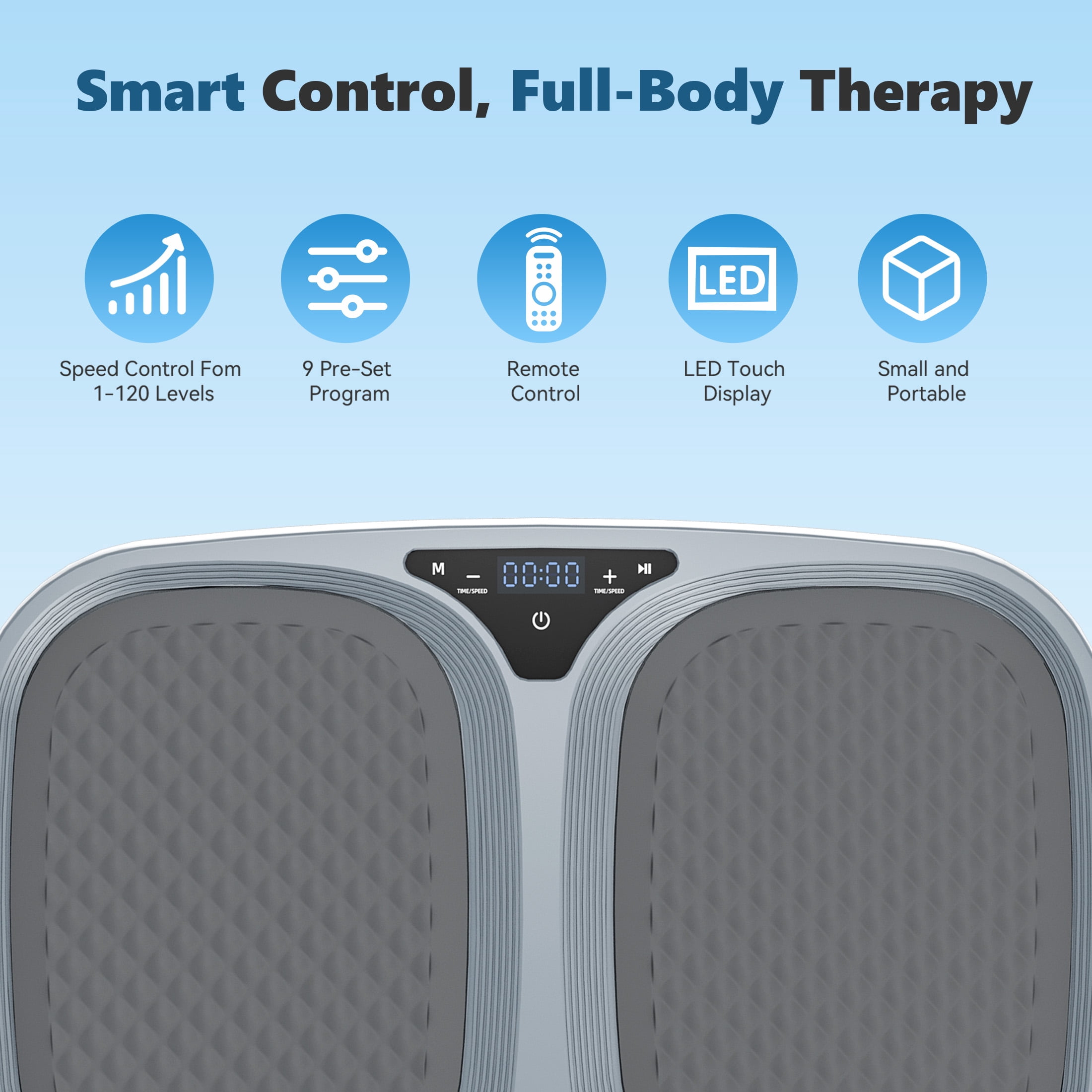 SHOUFTW Vibration Plate, Vibrating Platform Exercise Machines, Whole Body Fitness Machine for Weight Loss, Toning & Wellness for Home Gym, Gray