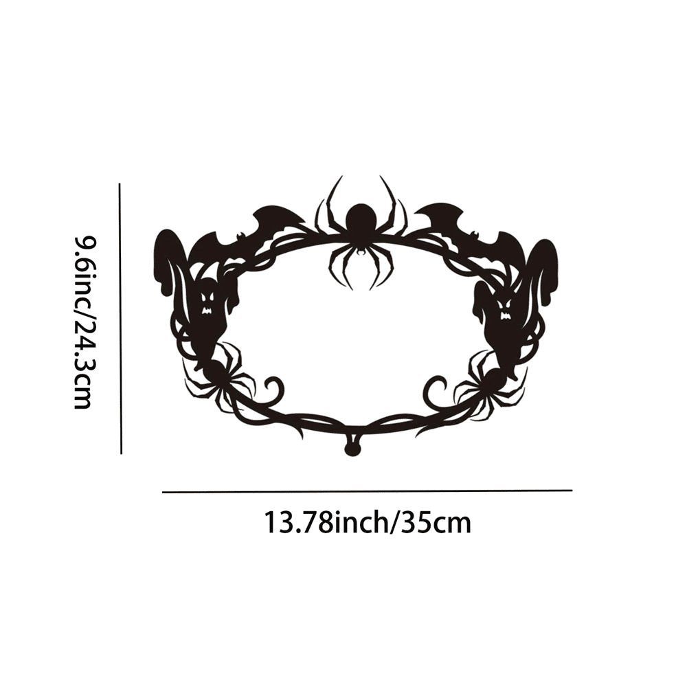 Iron Gothic Bat and Spiderweb Ghost Wall Hanging for Halloween Indoor Outdoor Decor