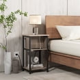 thumbnail image 2 of Costway 1 PCS Nightstand 3-Tier End Table with Charging Station USB Ports & Power Outlets Grey & Black, 2 of 9