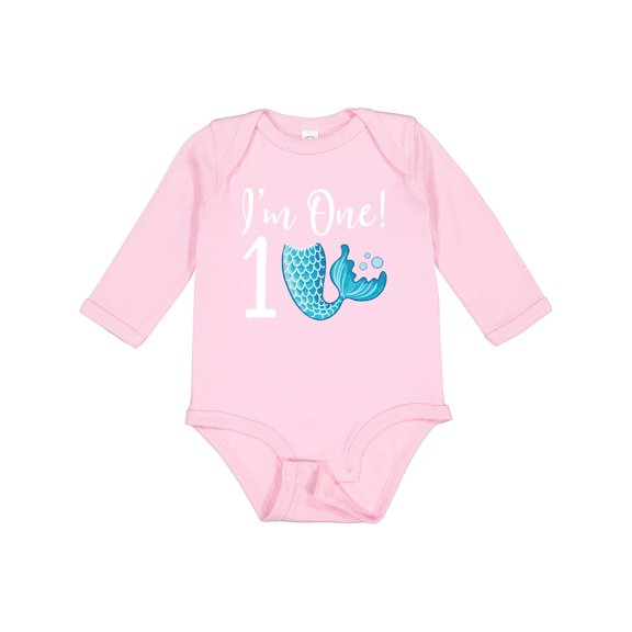 Inktastic 1st Birthday Mermaid Party Girls Long Sleeve Baby Bodysuit