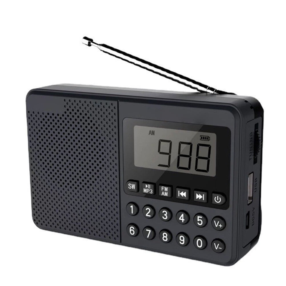 Lotpreco Multi-Function Radio FM/AM/SW Multi-Band Radio Portable Bluetooth  Speaker MP3 Player can be Operated by Rechargeable Lithium Battery/3 AA  Batteries Support TF Card/U Disk,Black 