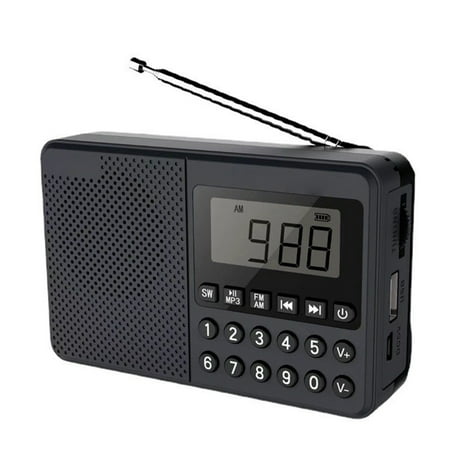 FM AM SW Stereo Radio Speaker 2 Antenna 2.1 Channel Full Band MP3 Player (Black)
