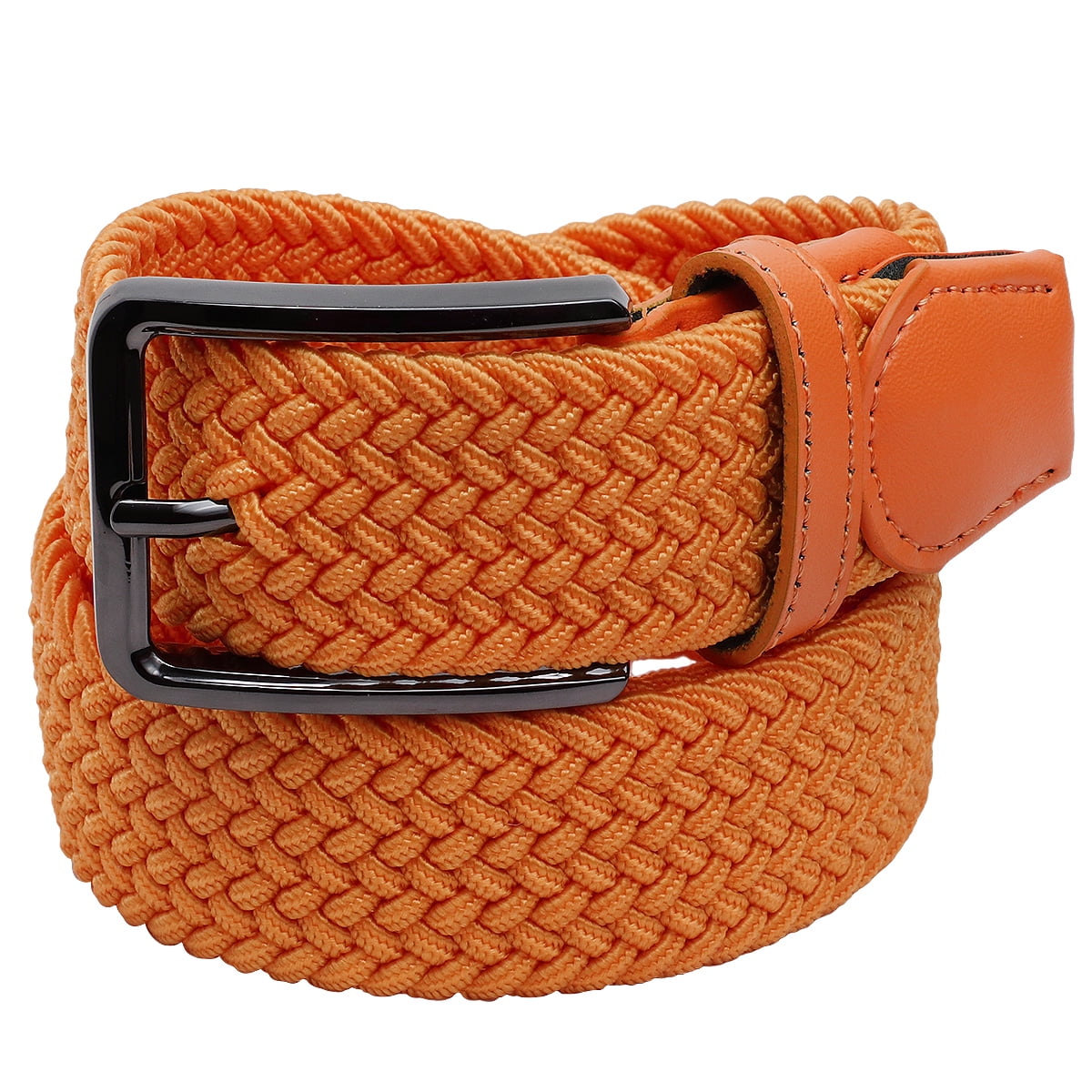 Leather Braided Belt - Orange