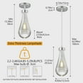 thumbnail image 5 of Modern Glass Pendant Light Kitchen Island Chrome Hanging Light Raindrop Pendant Lights for Dining Room Bedroom Corridor Living Room（2 Pack）, 5 of 7