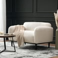 thumbnail image 2 of Sandee Contemporary Upholstered Loveseat, White Boucle Fabric and Matte Black, 2 of 7