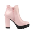 thumbnail image 3 of BLISSFUL STEP Women's Chelsea Boots Platform Block Cleated Sole Heel Pink 6, 3 of 7
