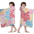 thumbnail image 4 of Vibrant Mixed Pioneer Flower Pattern Hooded Bath Towel，50"x30" for Ages 3 To 12 Kids, Quick Dry Lightweight Soft Microfiber Hood Beach Towel Cover Up for Kids, 4 of 7