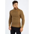 thumbnail image 2 of Chunky Knit Turtleneck Sweater - Brown/Black, 2 of 11