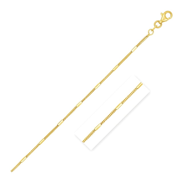 Diamond Cut Bar Links Pendant Chain in 14k Yellow Gold (1.3mm) 18 in