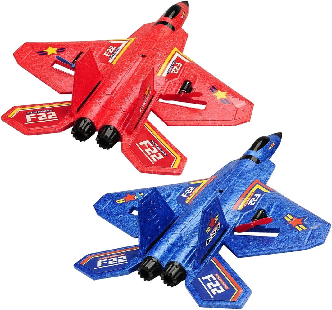 RC Plane F22 Jet 2.4G 6-Axis Gyro Remote Control Airplane Fighter Toy Gift for Kids Beginner(Red)